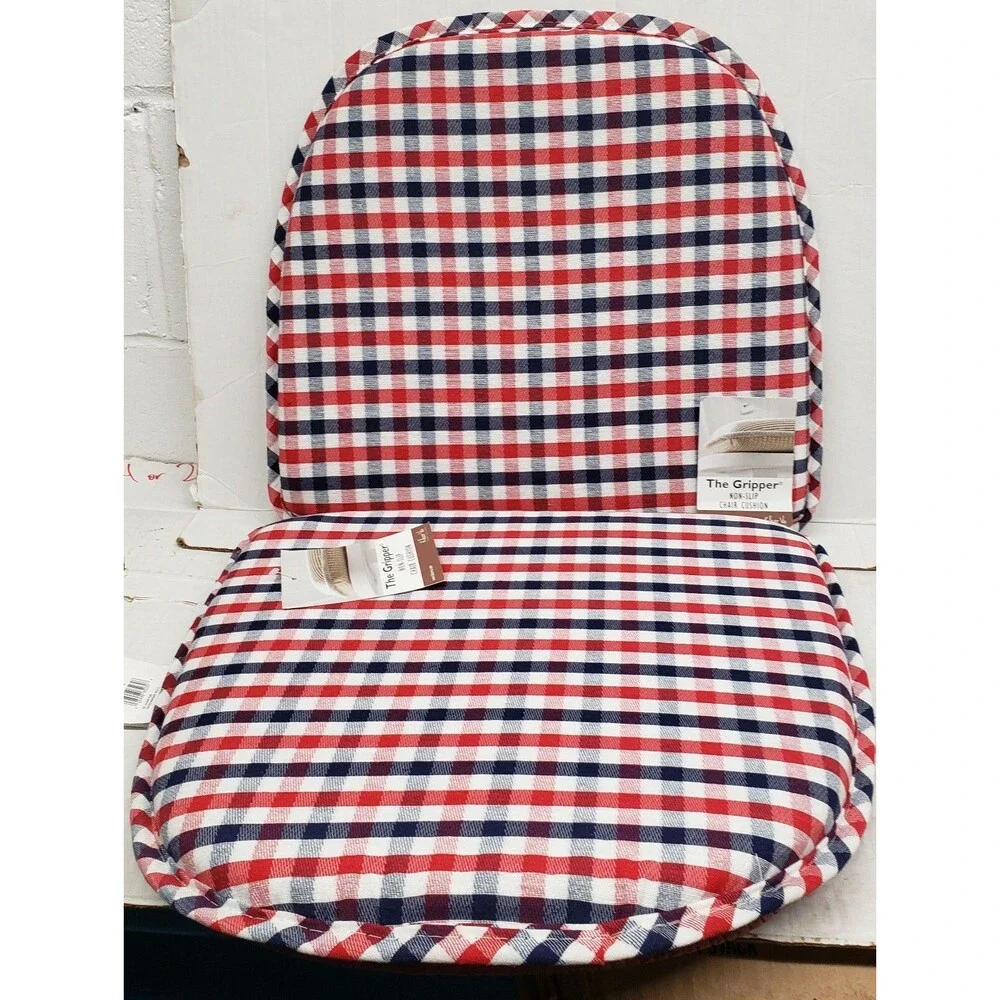SET OF 2 CHAIR GRIPPER PADS IN LINEN, PATRIOTIC COLORS,RED,BLUE & WHITE,ClearVu